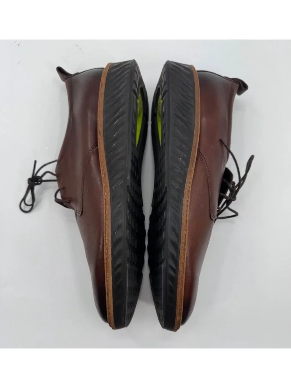 Ecco Mens Brown Leather Lace-Up Shoes EU 45 US 11 Rubber Sole Made In Portugal